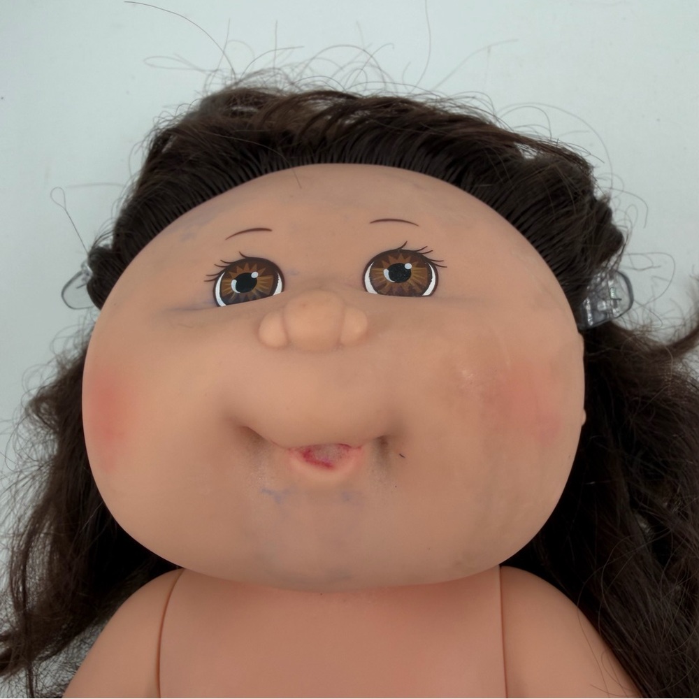Vintage 1985 Cabbage Patch Kid Hasbro Hard Body Doll Signed Dark Hair Brown Eyes